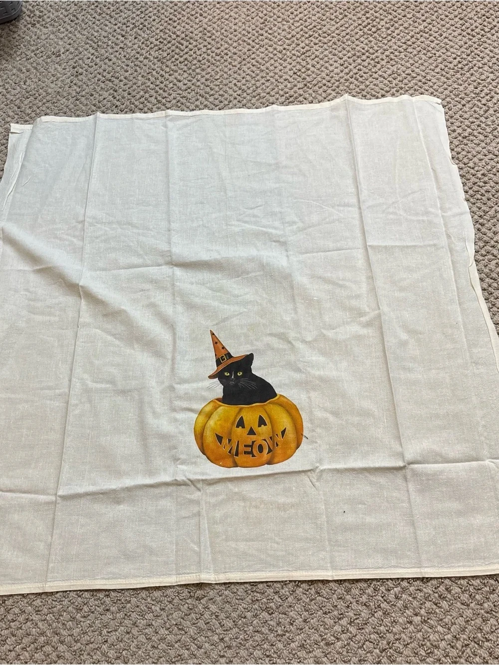 Lot of Four Cat Themed Halloween Tea Towels